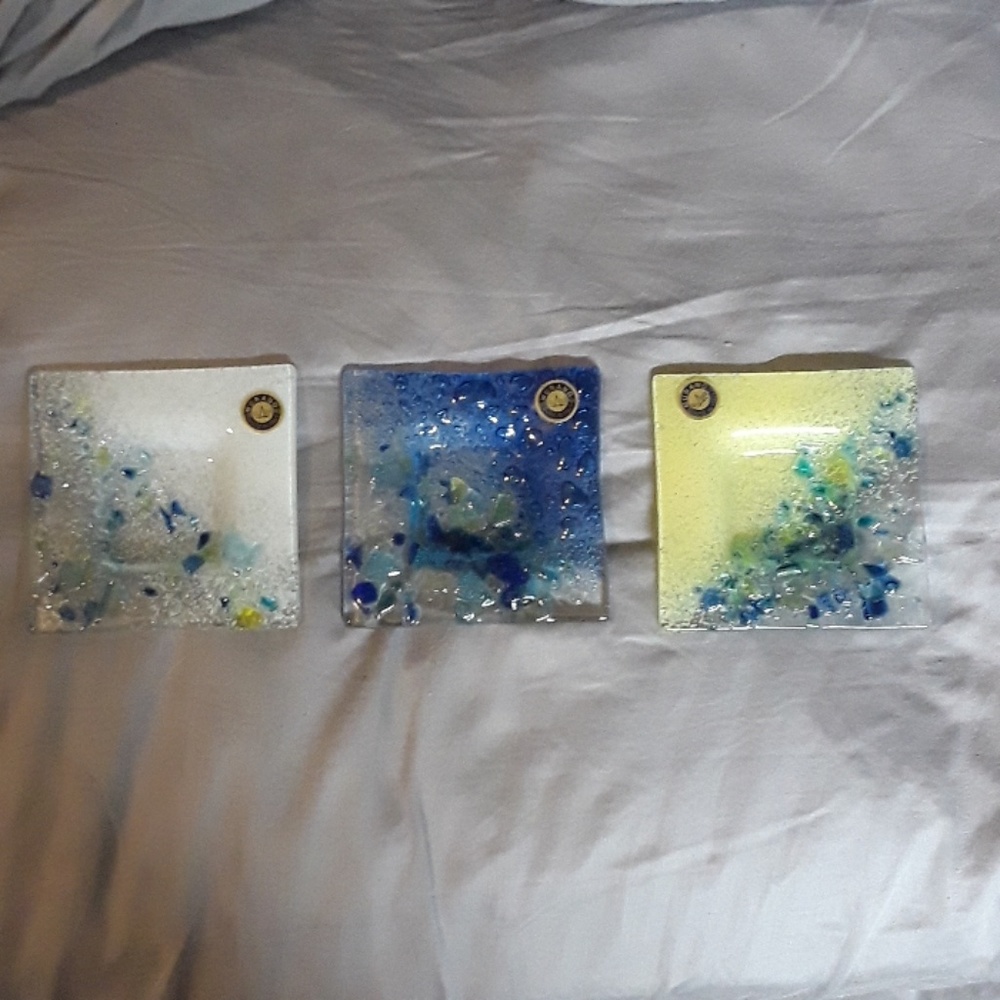 Murano glass 4 x 4 trinket dishes